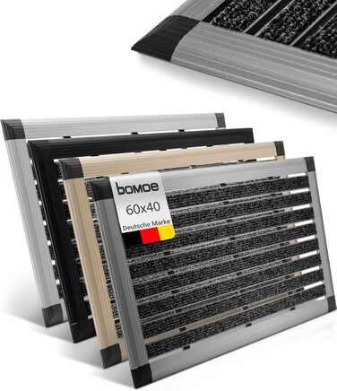 Придверний килимок AluGant з алюмінію для вулиці 40x60 см, синьо-сірий металік, стійкий скребок для взуття