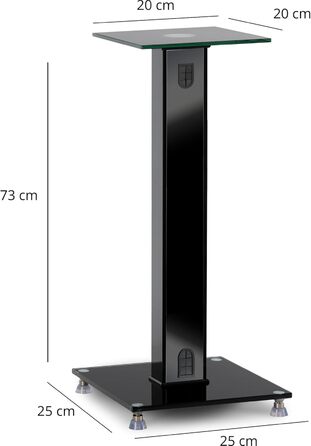 Стійка для колонок Pronomic SLS-282L BK (пара) - Стильний дизайн з 2 скляними панелями, регулювання висоти 73 см, вантажопідйомність 10 кг, приховане кабельне провадження, для моніторів та Hi-Fi апаратури - Чорний колір