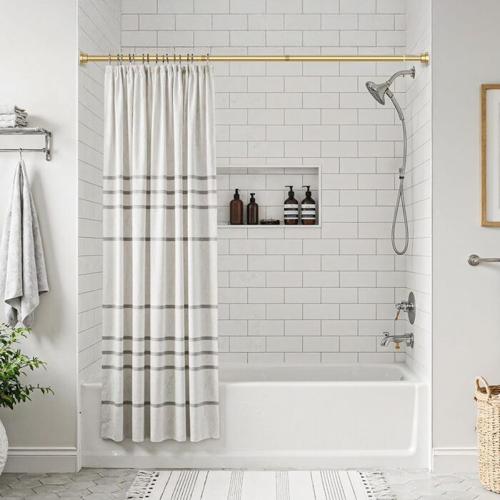 Штанга для штор без свердління AIZESI, телескопічна, для ванної, вікна, шафи, діаметр 22 мм, 80-160 см, золотий колір