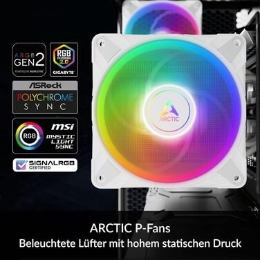 ARCTIC Freezer 36 A-RGB: Кулер для CPU з Push-Pull вентиляторами та RGB підсвіткою для Intel/AMD, Single-Tower, 2 вентилятори 120 мм, 200-2000 rpm, гідродинамічне підшипник, з термопастою MX-6 (білий)