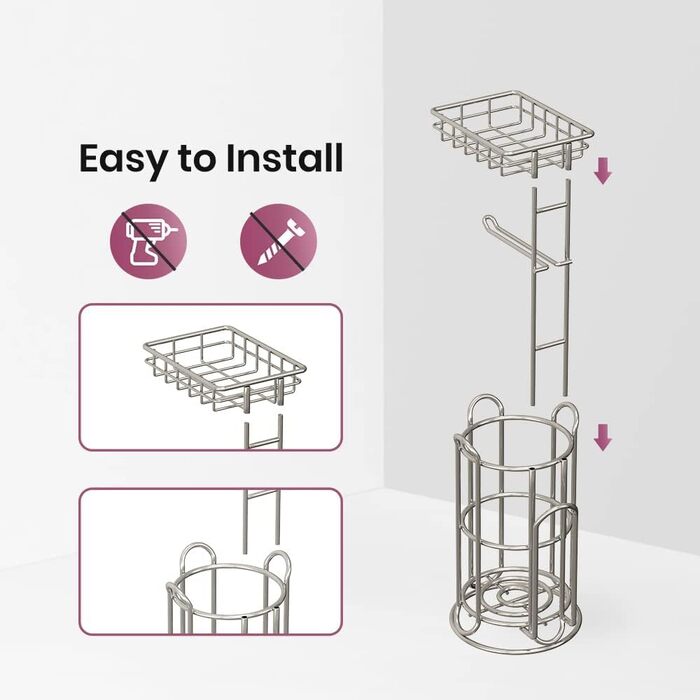 Тримач туалетного паперу TreeLen Mega Roll з нержавіючої сталі, тримач серветок та журналів, хромований, на 4 рулони