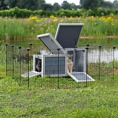 Вольєр для кроликів Lionto: міцний метал, 144x74x46 см, розширюваний, просте збирання та чистка, для дому та вулиці