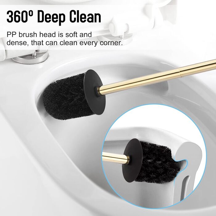 Тримач для унітазної щітки BGL, нержавіюча сталь, золотистий, круглий, підлоговий, для ванної кімнати