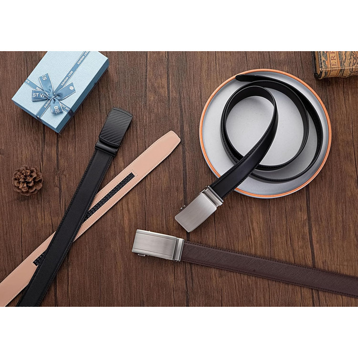 Чоловічий шкіряний ремінь Acewin з автоматичною пряжкою, робочий, регульований, ширина 35 мм, довжина 135 см, розмір 38-44, чорний