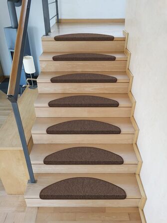 Ступінчасті килимки Kettelservice-Metzker Ariston для сходів, кавово-коричневого кольору, 15 шт. (64/20 см, напівкруглі)