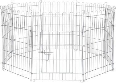 Вольєр для кроликів Lionto з металу, 59x58 см, розширюваний вольєр для дрібних тварин на вулицю з ґрунтовими кілками, з дверцятами з замком та захисним сіткою, стійкий до погодних умов, 8 елементів (Д) 59x78 см