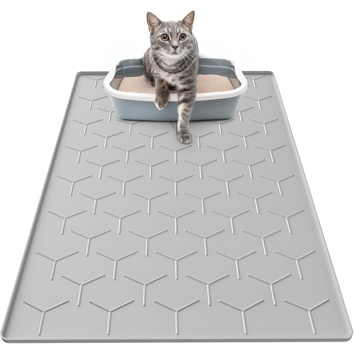 Килимок під лоток для котів Garoopion Katzenklo Matte, 86x56 см, силікон, сірий