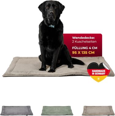 Килимок для собак HS-Hundebett® з підкладкою Cord, XS – Практичний, зручний та миючий килимок для собак – М'який та затишний лежак для собак – Виготовлено в Німеччині (Бежевий, 95x135 см)