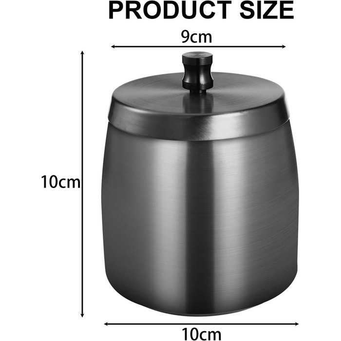 Склянка для сигарет на вулицю з кришкою, нержавіюча сталь, чорна. Антиковзаюча основа для використання на вулиці та в приміщенні
