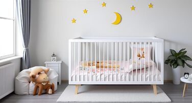 Комплект постільної білизни для дитячого ліжечка: комплект постільної білизни для малюків, постільна білизна для дитячого ліжечка 100x135 см та наволочка 40x60 см з бавовни, сертифікат Öko-Tex Standard, для хлопчиків та дівчаток (з принтом лисички)