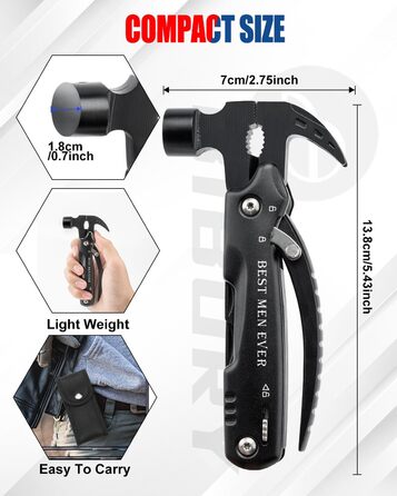 Мультитул BIBURY 12-в-1: молоток, інструменти для чоловіків, подарунок для тата, кемпінг, туризм, виживання