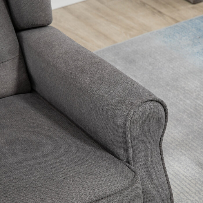 HOMCOM Comfortable Reading Chair, Weight Capacity up to 160kg, Single Armchair for Living Room, Dark Grey