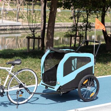 PawHut 2-в-1: Причіп для собак, велосипедний причіп для собак, візок для собак з відбивачами, до 30 кг, для великих собак, Оксфордська тканина, блакитний