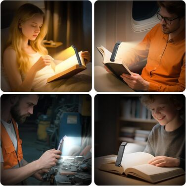 LED лампа для читання Maxtachi - кріплення на книгу, 3 кольори, регулювання яскравості, USB, сірий, для дітей
