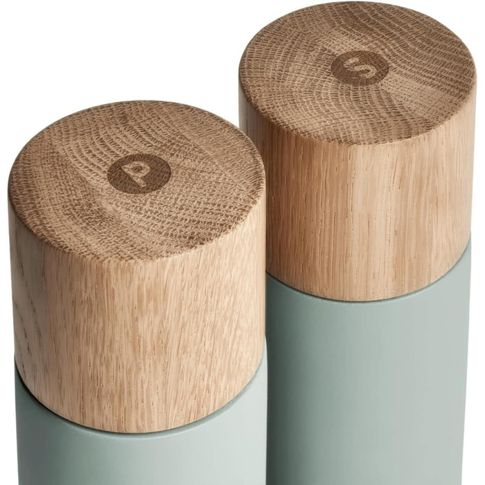 Набір з 2 мельниць для спецій SPRINGLANE: сіль та перець, з буку та бетону, регульований млин з кераміки, скандинавський дизайн (м'ятний)
