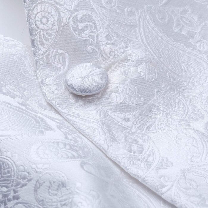 Костюм-трійка HISDERN: жилет, краватка, нагрудна хустинка з квітковим принтом, жаккард, білий. Ідеальний для весілля та урочистих подій.