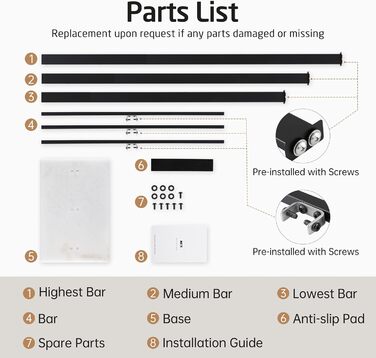 Підставка для рушників KES, вільна стоянка, 3 стійки, з нержавіючої сталі SUS304, чорний колір, BTH217S3-2