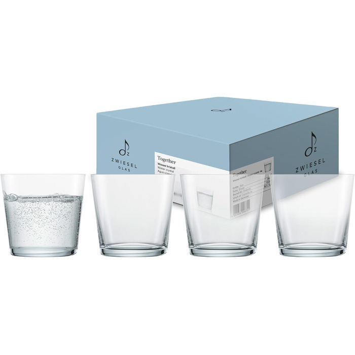 Zwiesel Glas Water Glass Together 0.3L (Set of 4), beautifully shaped drinking glasses, dishwasher-safe Tritan crystal glasses, Made in Germany (Art.-Nr. 122337)