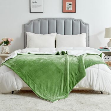 Плед Sherpa з двостороннього флісу, теплий плед для дому, дивана/крісла, 150 x 200 см, колір салатовий