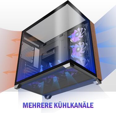 Корпус для ПК ANSAITE P7: Mid-Tower з 6 PWM ARGB-вентиляторами, скляна панель 270°, Type-C, чорний