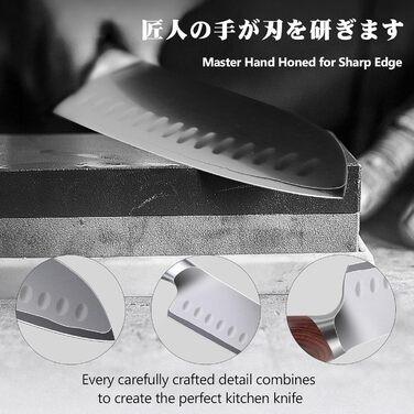 Японський ніж SHAN ZU Santoku 18 см - професійний кухонний ніж з високоякісної сталі 10Cr15Mov, ергономічна ручка, для м'яса, овочів, риби
