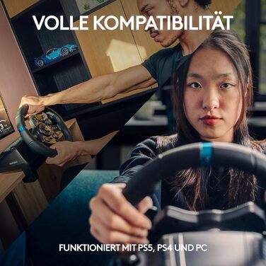 Руль Logitech G923 TRUEFORCE з педалями: імітація реальної водіння, для PS5, PS4, PC, Mac, чорний