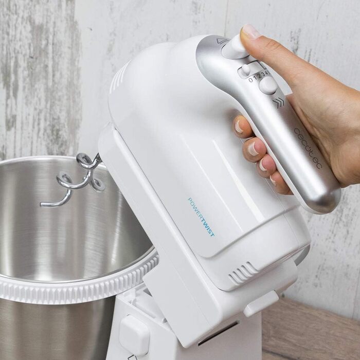 Міксер Cecotec PowerTwist 500 Full Steel: 500 Вт, 5 швидкостей + турбо, 3 насадки (міксер, гак, віночок), чаша 3.5л, сталь