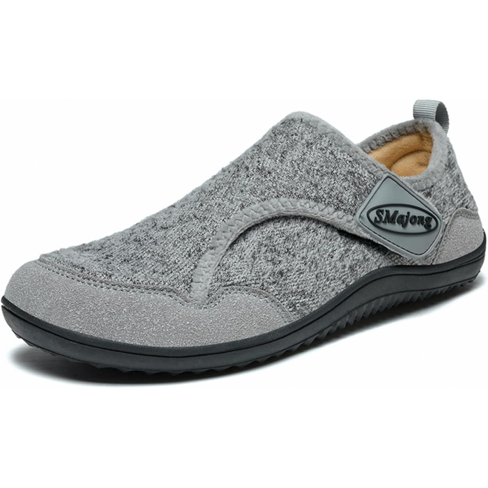 SMajong Теплі домашні тапочки для чоловіків та жінок, зимові, зручні, з антиковзким покриттям, легкі, з пов'язкою, з фетру, для дому та вулиці, розмір 36-46 (40 EU, сірий)