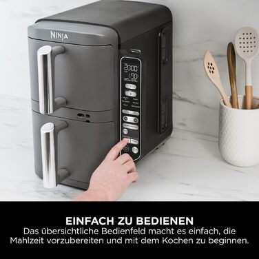 Фритюрниця повітряна Ninja Double Stack XL 9.5L з цифровим термометром, сіра SL451EU