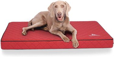 Ортопедичний лежак для собак Knuffelwuff Juna з міцного лазерного штучного шкіряного покриття, 78x65 см (136x84x9 см), червоний