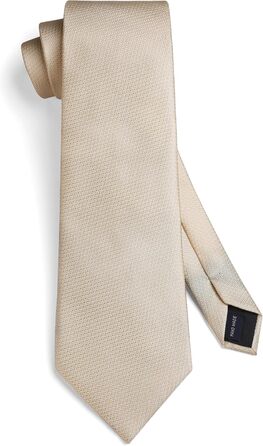 HISDERN Комплект краватки та нагрудного хустинки в клітинку для чоловіків, формальний стиль, класичний, для весілля, бежевий