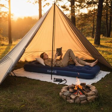 Надувний матрац Avenli для кемпінгу, 191x73x22 см з насосом для 1 особи - гостьовий матрац, флоксована поверхня