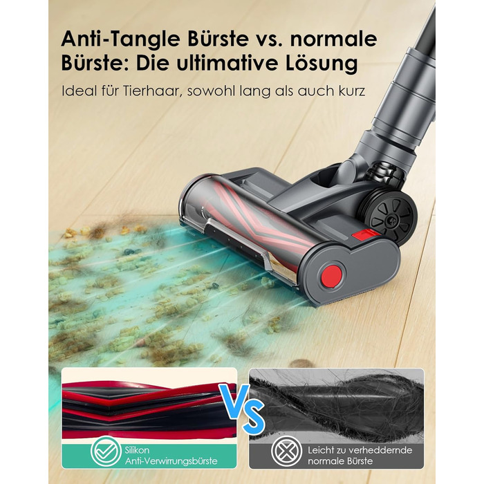 Бездротовий пилосос Linkifly A11: потужний акумуляторний пилосос, 600 Вт, 48 кПа, 60 хв роботи, технологія Anti-Tangle, для твердих підлог, килимів та плитки