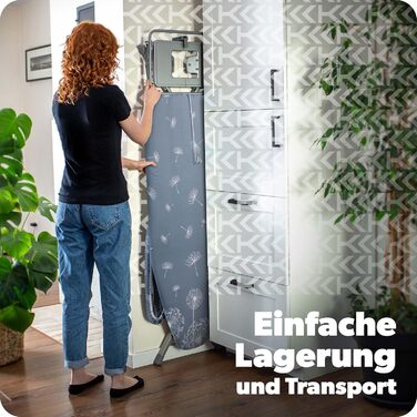 Прасувальна дошка KADAX з підвішуванням для рукавів 130x41 см, поверхня для прасування 53x13 см, з підставкою для праски та розеткою, складна, з підключенням до парогенератора, виготовлена в ЄС (Темно-синій)