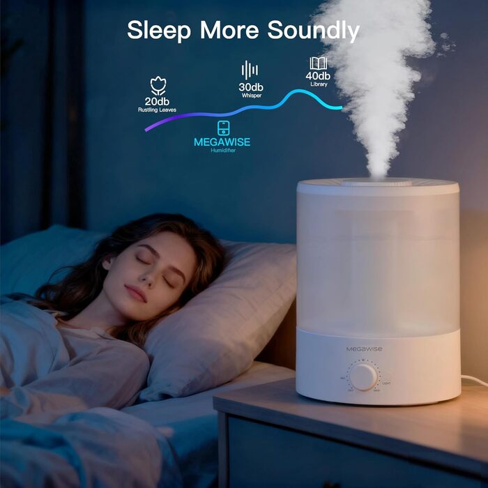 Зволожувач повітря MegaWise 3,5 л з холодним туманом – ультратихий ультразвуковий зволожувач для дитячої кімнати, спальні та офісу