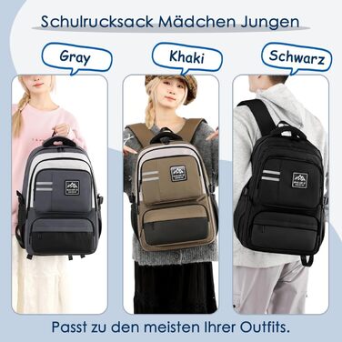 Шкільний рюкзак для підлітків, хлопчиків: чорний, водонепроникний, для школи, коледжу, роботи