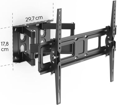 Hama TV Wall Mount Bracket (37-90 inch TV Mount, up to 220lbs, VESA 800x400, Fixed Wall Mount, Includes Fischer Anchors & Instructions, Black)