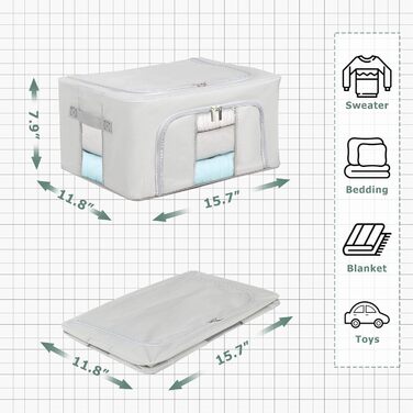 Органайзер для зберігання постільної білизни та одягу, 2 шт. (24L, сірий)