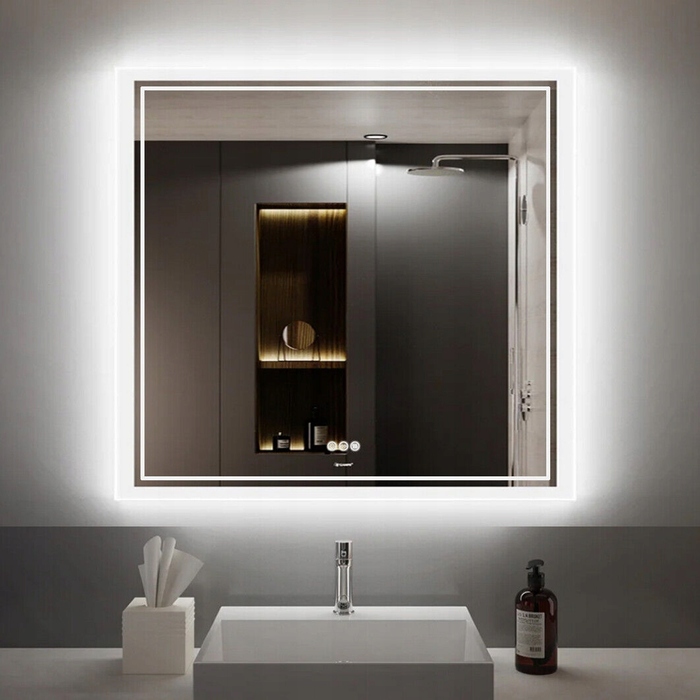 LED-дзеркало у ванну кімнату 80x80 см з сенсорним вимикачем