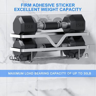 Двопакетна поличка для душу ASelected, органайзер для ванної кімнати без свердління, полиця для душу/кухні з тримачем для бритви, міцна нержавіюча сталь, 4 гачки, сріблястого кольору