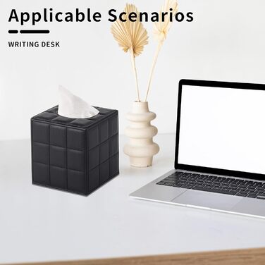 Скляна коробка для серветок прямокутна, чорна в клітинку, для ванної, тумбочки, авто, офісу