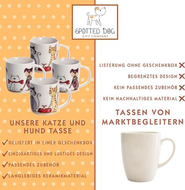 SPOTTED DOG GIFT COMPANY - Coffee mugs with dog and cat motifs - Gift for dog and cat lovers - Set of 4
