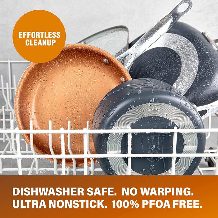 Gotham Steel 5-Piece Kitchen Essentials Cookware Set with Ultra Non-Stick Copper Coating, Dishwasher Safe, Cool-Touch Handles - Includes Frying Pans, Stock Pot, and Glass Lids