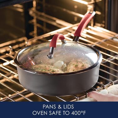 Набір посуду Rachael Ray Cucina, 12 предметів, з антипригарним покриттям, сірий з помаранчевими ручками