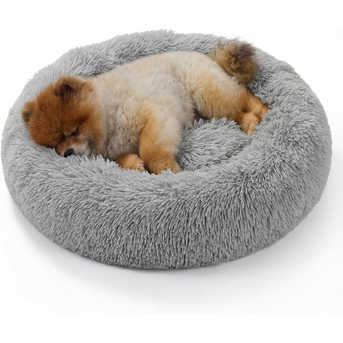 Кругле ліжко для котів та маленьких собак BEDSURE - Ø 60 см, м'яке, плюшеве, миється