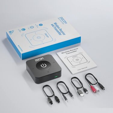 ZIOCOM Bluetooth адаптер стереосистеми: Bluetooth передавач/приймач 5.0 для TV/PC/MP3/стереосистеми (оптичний, 3.5 мм AUX, RCA). Підтримка одночасної підключення 2 пристроїв