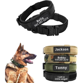 Тактичне нашийник для собак середніх та великих порід, персоналізований з іменем та номером телефону (Стиль A)