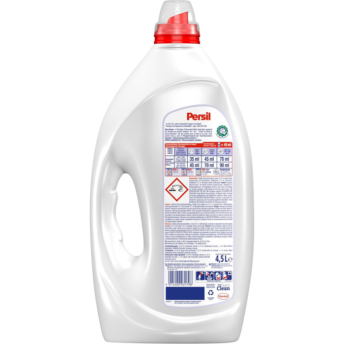 Рідкий засіб для прання Persil Color Kraft-Gel для кольорових речей, технологія глибокого очищення, 100 прань, ефективний від 20 °C