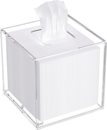 AITEE Acrylic Tissue Box Cover: Transparent Square Tissue Holder, Napkin Dispenser for Home, Bathroom, Kitchen, Bedroom, Office, Coffee Table, Restaurant