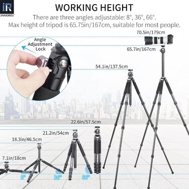 Професійний компактний карбоновий штатив INNOREL GT284C для DSLR-камер з кулею, максимальне навантаження 25 кг